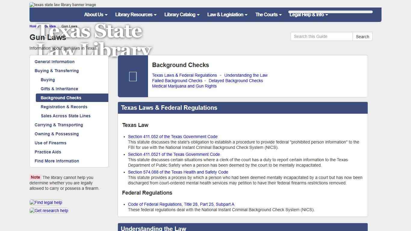 Background Checks - Gun Laws - Guides at Texas State Law Library