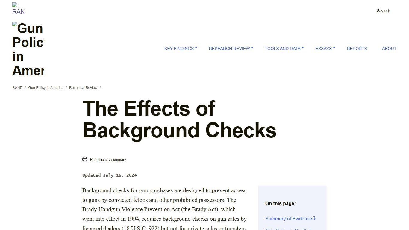 The Effects of Background Checks | RAND